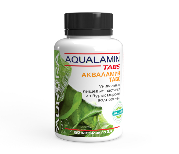 Aqualamin Tabs 150 пластинок по 0,4 грамма флакон с черной крышкой